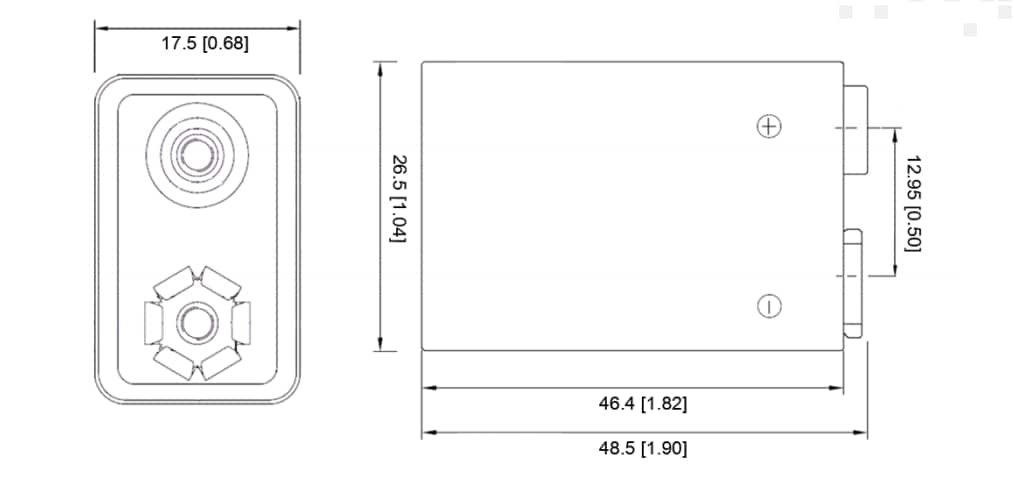 Mechanical Drawing - Ultralife 9-Volt Lithium Batteries