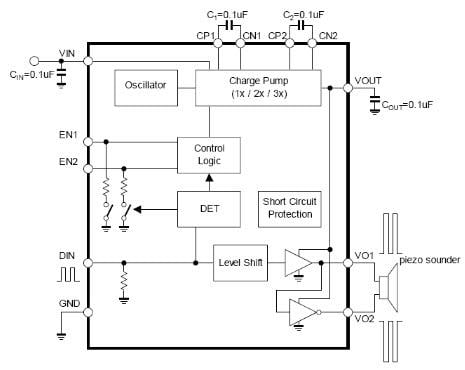 Application Circuit Diagram - Diodes Incorporated PAM8904/PAM8904Q Piezo Driver
