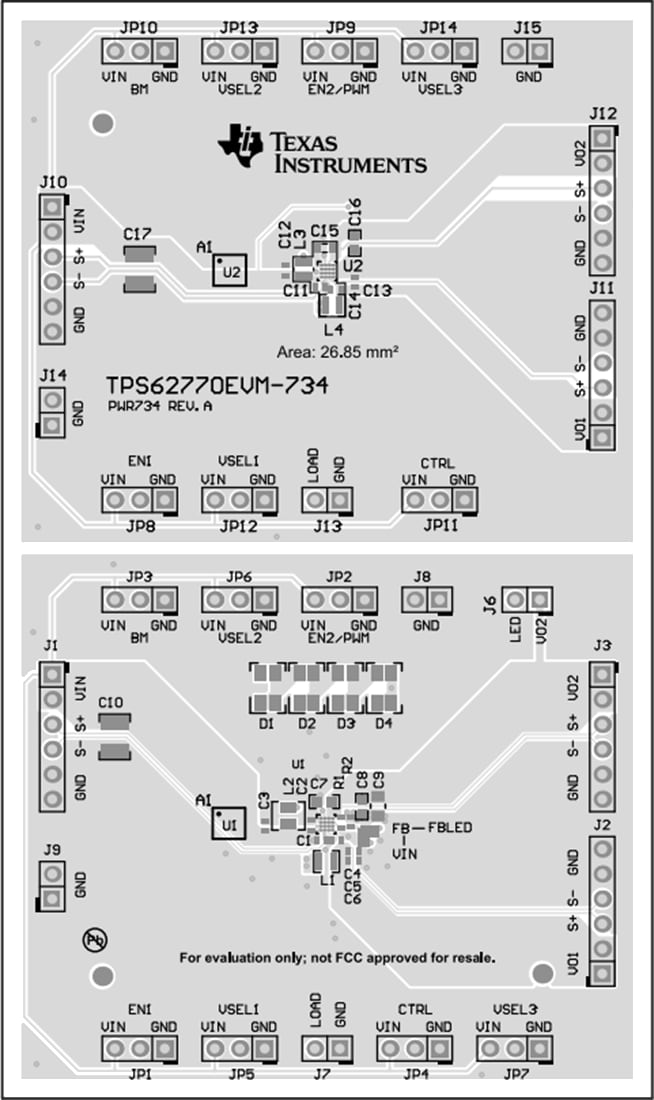 Mechanical Drawing - Texas Instruments TPS62770EVM-734 Multi-Rail DC/DC Converter EVM