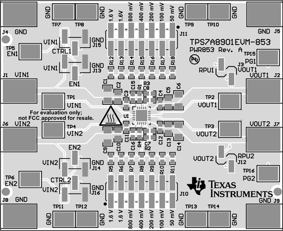 Mechanical Drawing - Texas Instruments TPS7A8901EVM-853 Voltage Regulator EVM