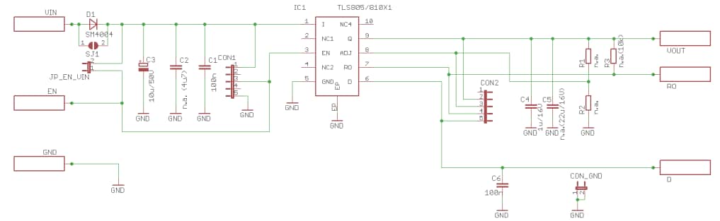 Schematic - Infineon Technologies TLS805B1LDV Demo Board