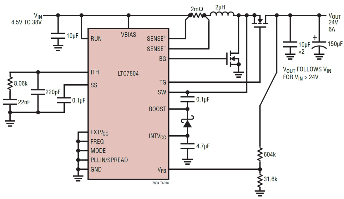 應用電路圖 - Analog Devices Inc. LTC7804低IQ同步升壓控制器 應用電路圖 - Analog Devices Inc. LTC7804低IQ同步升壓控制器