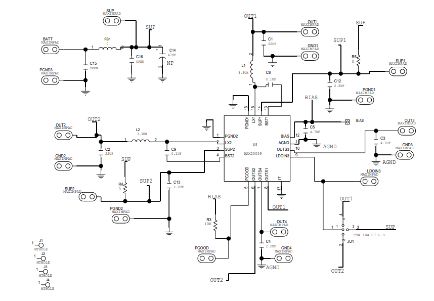 Schematic - Analog Devices Inc. MAX20049EVKIT Evaluation Kit
