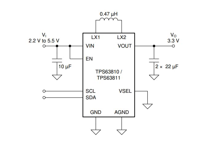 Schematic - Texas Instruments TPS63810/TPS63811 2.5A Buck-Boost Converters