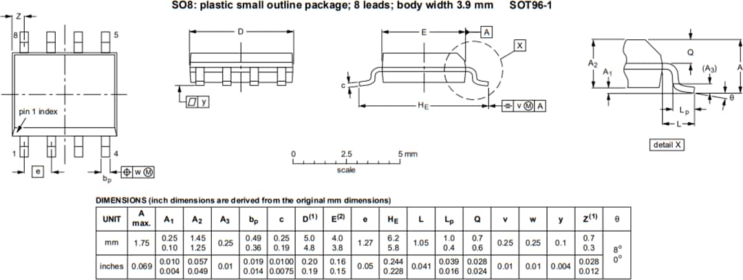 Mechanical Drawing - NXP Semiconductors TEA2206T Active Bridge Rectifier Controller