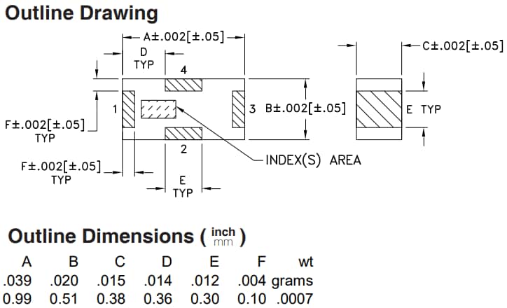 Mechanical Drawing - Mini-Circuits LFCO-252+ Ceramic Low Pass Filter