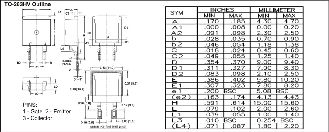 Mechanical Drawing - IXYS IXBx14N300HV Reverse Conducting BiMOSFET™ IGBTs