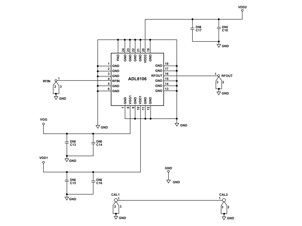Schematic - Analog Devices Inc. ADL8106-EVALZ Evaluation Board