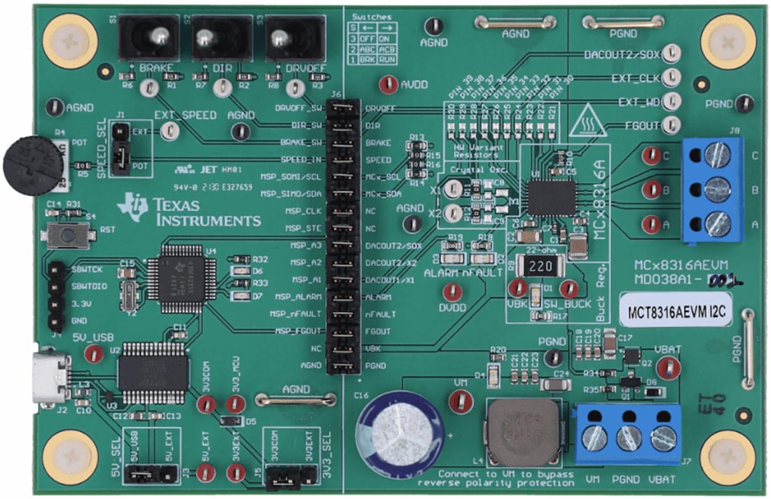 Mechanical Drawing - Texas Instruments MCT8316AEVM Driver Evaluation Module (EVM)