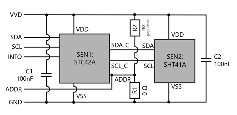 Application Circuit Diagram - Sensirion SEK-STC42A Evaluation Kit