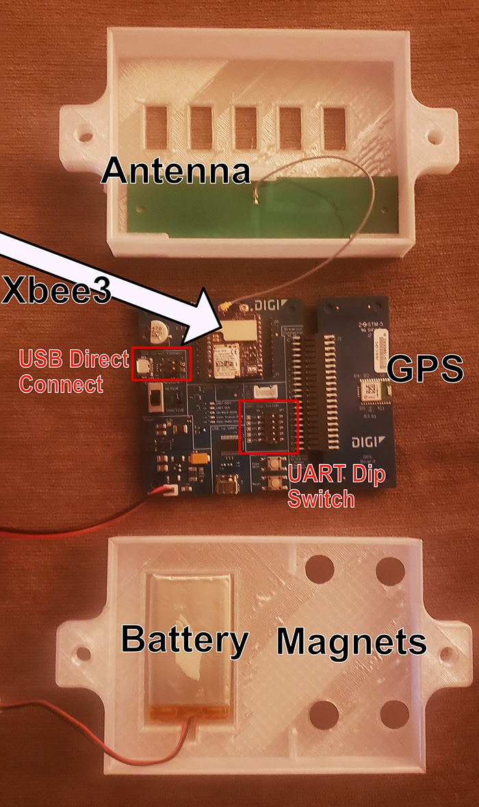 The device wired up and ready for final assembly and installation