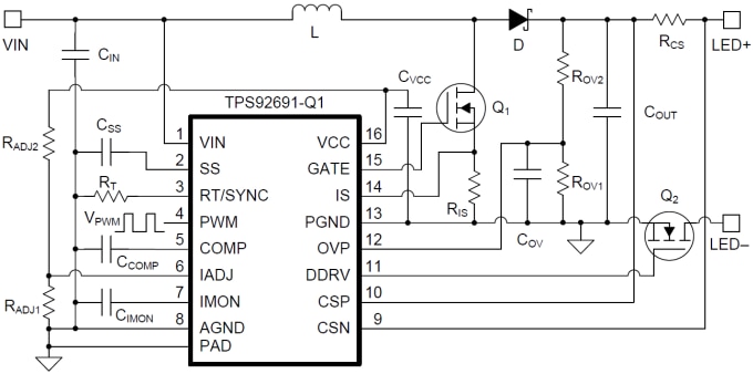 Typical Boost LED Driver Application Schematic
