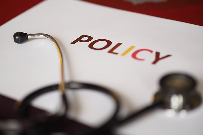 Health care policy picture with letters