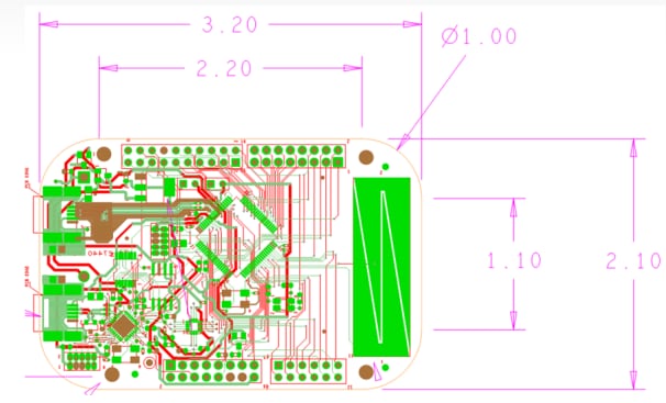 FREEDOM-KL25Z Layout and Dimensions